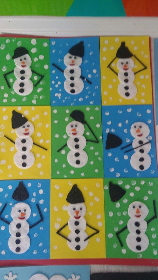 a snowman made out of different colored squares