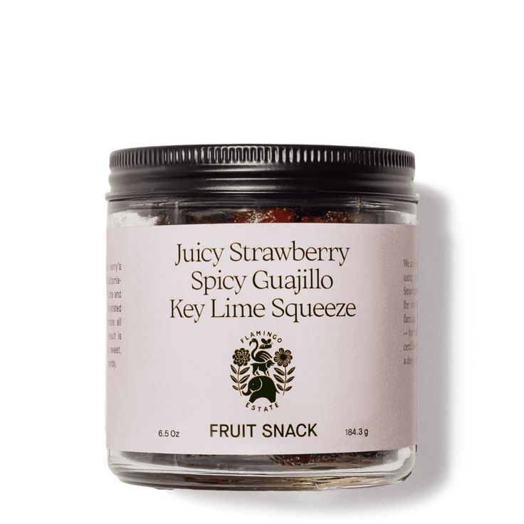 juicy strawberry spicey guaillo key lime squeeze by fruit snack in a jar