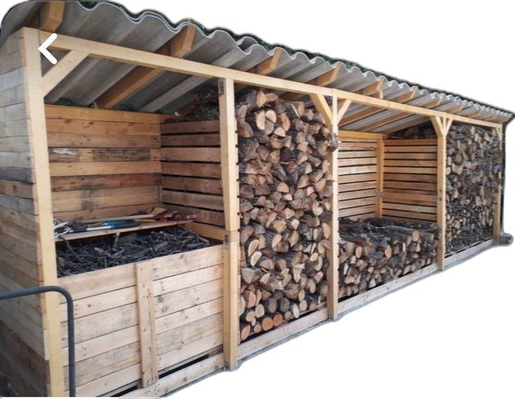 a building made out of wood with logs stacked on the outside and in it's sides