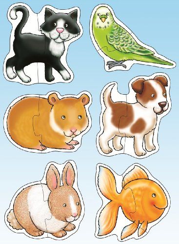 four stickers with different animals and birds on them, one has a cat, the other is a dog