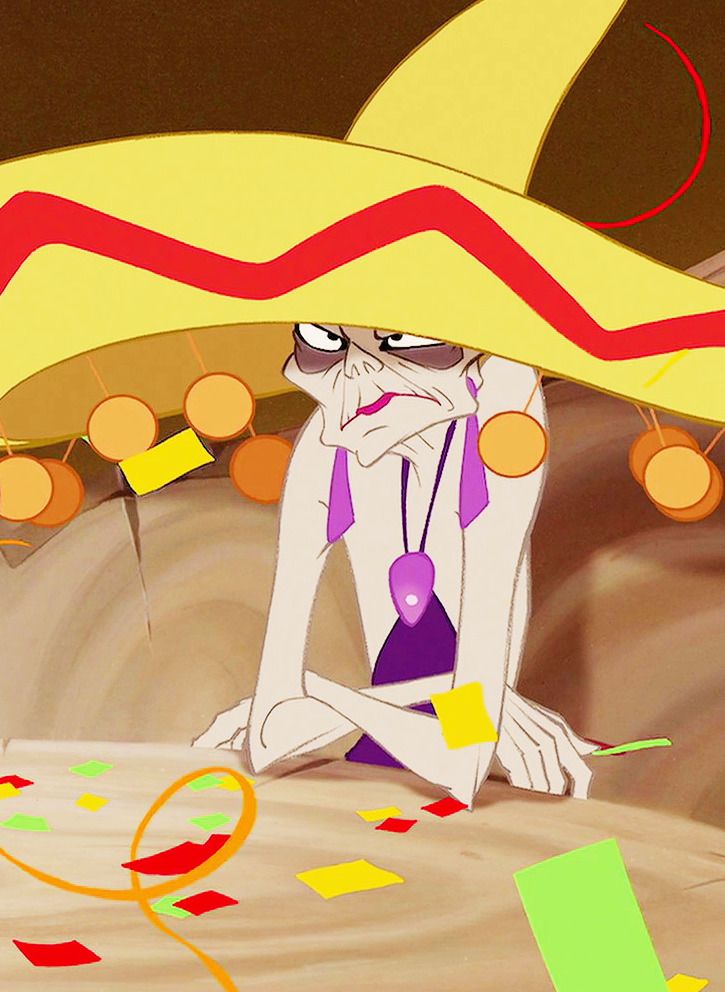 a cartoon character sitting on the ground wearing a sombrero