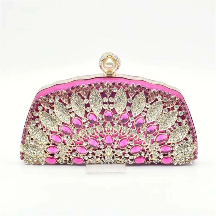 Clutch Bag For Women Who Go For Shopping, Dating, Evening Party or Wedding. Rhinestone Pouch Evening Bag For Events, Glamorous Rhinestone Bags For Wedding Guests, Pink Rectangular Shoulder Bag For Wedding, Silver Bags With Rhinestones For Wedding Guest, Rhinestone Clutch For Events, Glamorous Rhinestone Shoulder Bag For Weddings, Pink Embellished Evening Bag For Party, Rectangular Rhinestone Bags For Wedding Guests, Evening Embellished Pink Bags