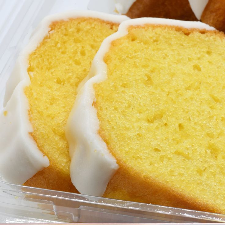 two slices of cake in a plastic container