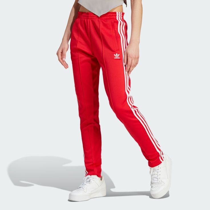 adidas Shop the Adicolor SST Track Pants - Red at adidas.com/us! See all the styles and colors of Adicolor SST Track Pants - Red at the official adidas online shop. Adidas Hose, Bold Shoes, Adidas Adicolor, Adidas Track Pants, Adidas Track, Original Clothes, Women Lifestyle, Red Adidas, Pink Adidas