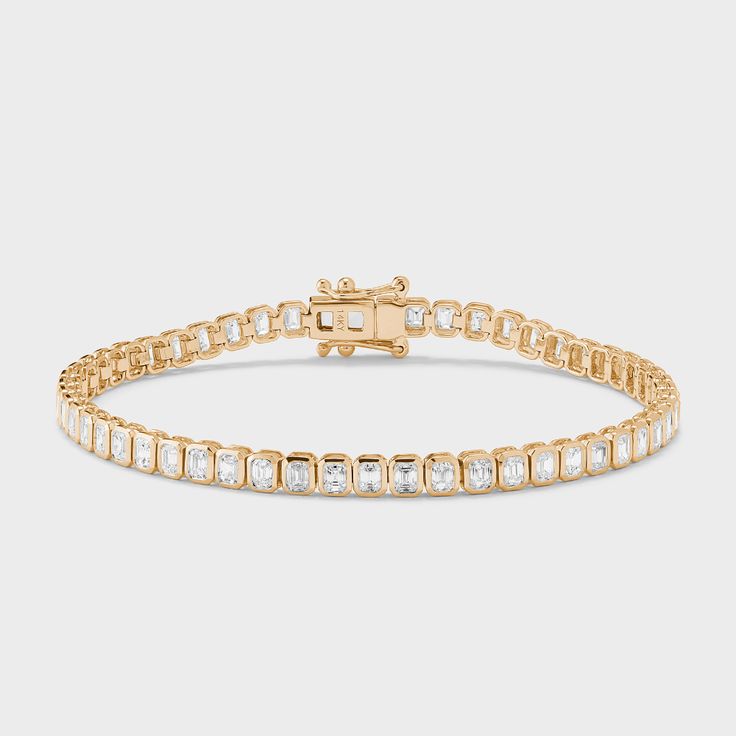 Bezel Set Emerald Cut Tennis Bracelet – The Clear Cut Emerald Cut Diamonds, Understated Elegance, Tennis Bracelet, Bezel Setting, Emerald Cut, Natural Diamonds, Diamond Cuts, Emerald, Tennis