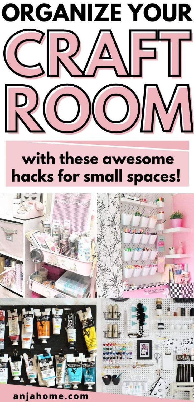 an organized craft room with lots of small spaces to organize and store for the whole family