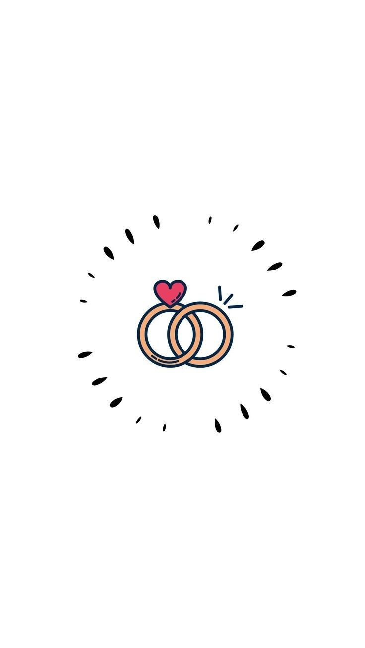 two wedding rings with a heart in the middle and an arrow pointing up to each other