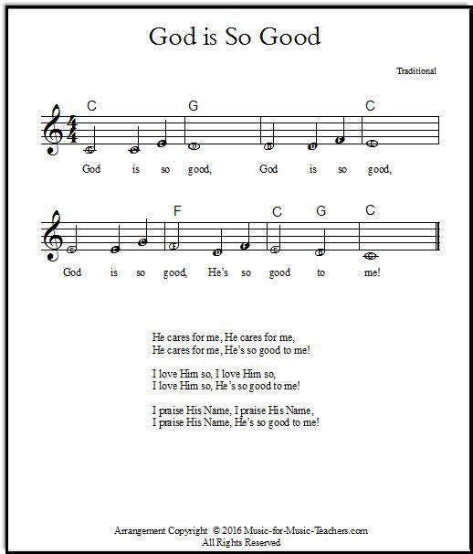 sheet music with the words god is so good