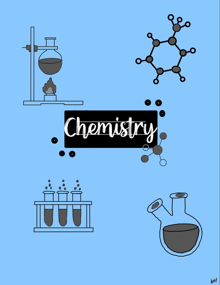 an image of some science related items on a blue background with the words,'chemistry '