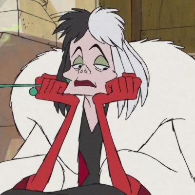 an animated image of a woman with red gloves on her face and hands over her mouth