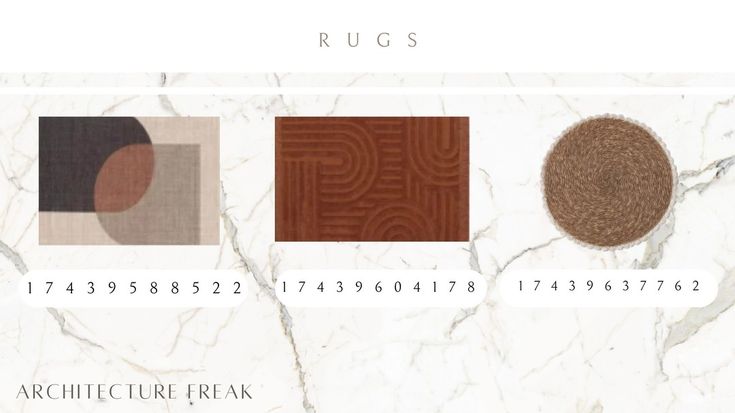 the rugs are all different colors and sizes, but one color is white or brown