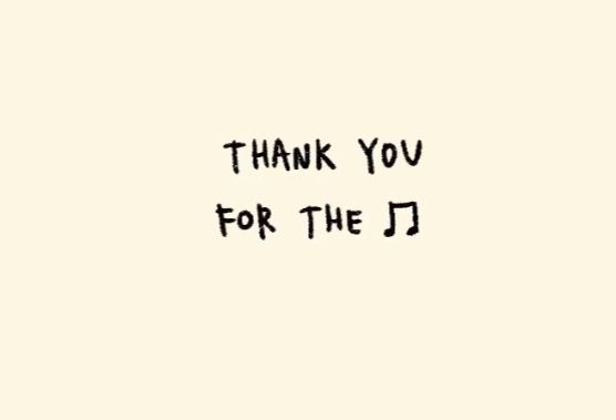 the words thank you for the jj are written in black ink on a white background