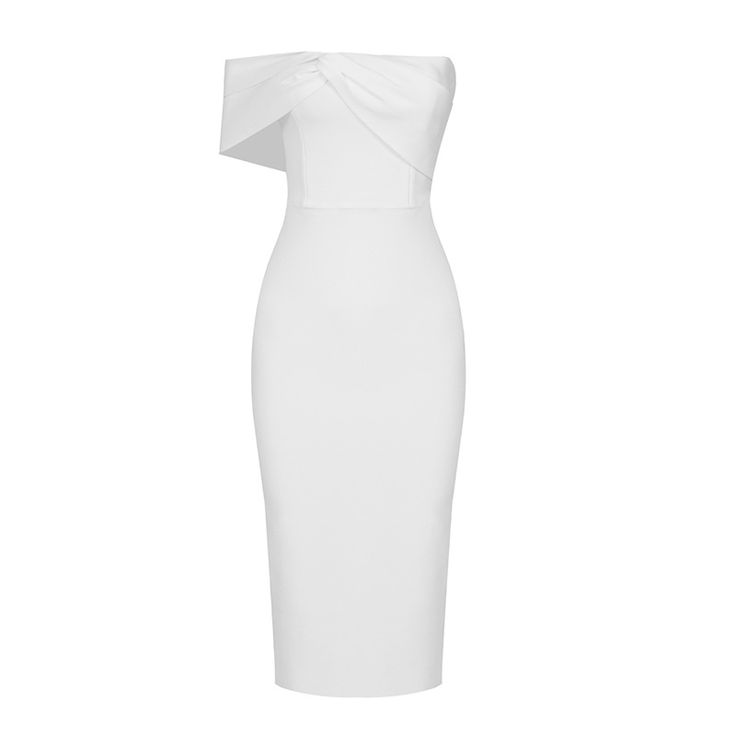 Bodycon Clothes, One Shoulder Dresses, Dress 2022, Shoulder Dresses, One Shoulder Midi Dress, Club Party, White Midi Dress, Celebrity Dresses, Bandage Dress