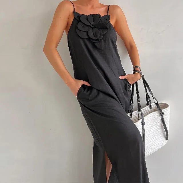 Elegant Spring Beach Maxi Dress, Elegant Backless Maxi Dress For Vacation, Chic Floor-length Midi Dress For Beach Season, Chic Floor-length Dresses For Beach Season, Elegant Maxi Length Sundress For Beach Season, Elegant Maxi Sundress For Beach Season, Spring Beach Maxi Dress Ankle-length, Spring Beach Maxi Dress, Ankle-length, Chic Floor-length Maxi Dress For Day Out