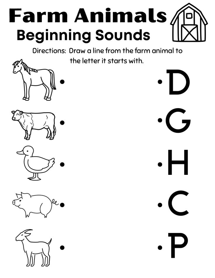 farm animals beginning sounds worksheet