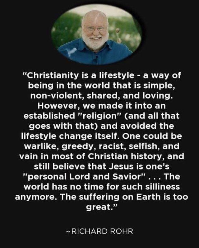 a quote from richard rohr about being in the world that is simple and non - violent