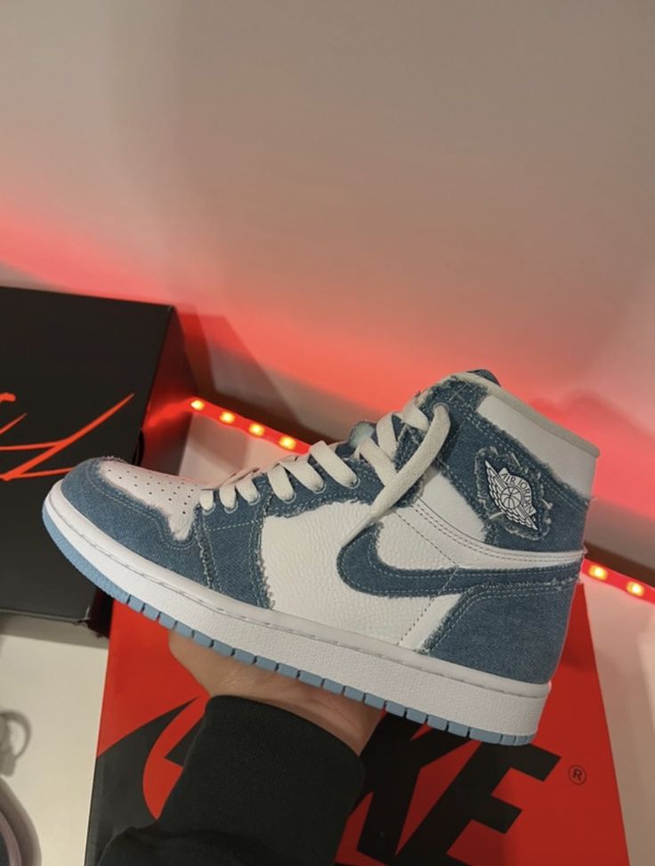 Jordan 1 Denim, Jordan Shoes Girls, Cute Nike Shoes, Fresh Shoes, Cute Sneakers, Shoe Inspo, Cute Nikes, Swag Shoes, Dream Shoes