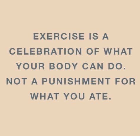 the words exercise is a celebration of what your body can do not a pushment for what you ate