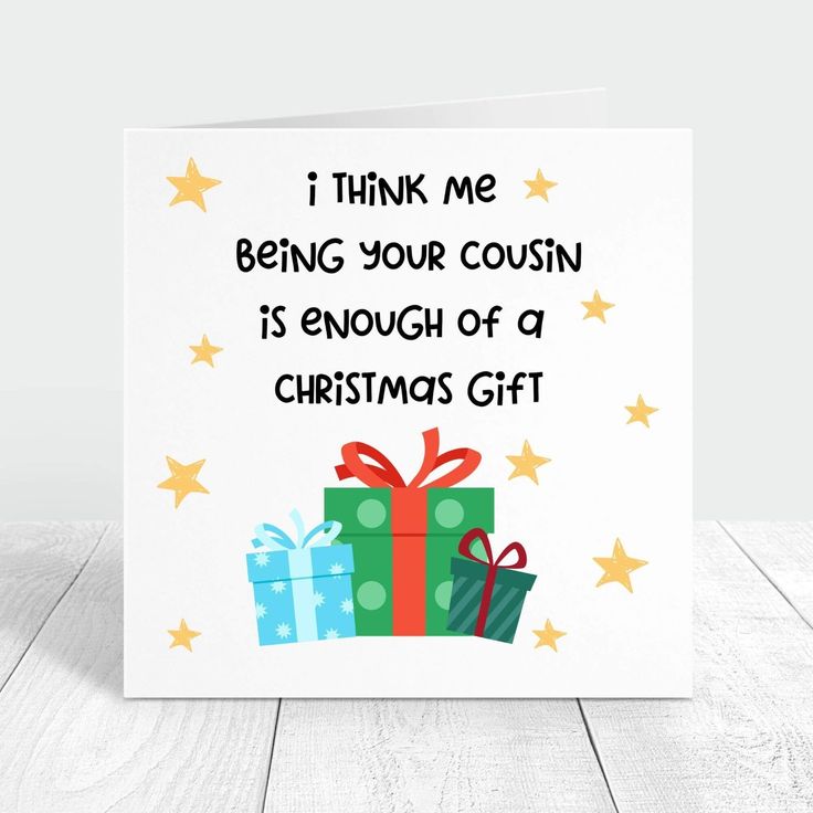 a greeting card that says, i think me being your cosy is enough of a christmas gift