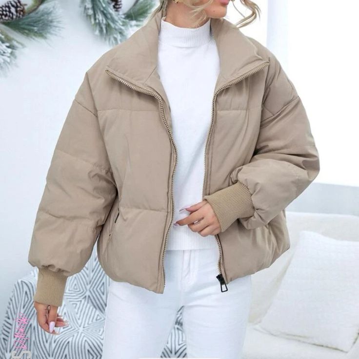 Never Worn, Brand New Without Tags. Women’s Size Large But Has An Oversized Fit. Beige/Light Brown Color. Zipper Closure And Zip Pockets. No Blemishes. Smoke Free, Pet Free Home. I Normally Wear A Large In Coats And I’d Say This Fits More Like An Xl. I Ordered This From Shein But It Doesn’t Fit Me And I Don’t Want To Go Through The Lengthy Process Of Returning It. Beige Solid Color Outerwear For Fall, Oversized Beige Puffer Jacket With Long Sleeves, Beige Puffer Outerwear For Outdoor, Oversized Beige Puffer Jacket With Pockets, Spring Beige Puffer Jacket For Outdoor, Beige Long Sleeve Puffer Jacket For Winter, Cream Casual Puffer Jacket For Fall, Casual Beige Puffer Jacket For Cold Weather, Casual Cream Puffer Jacket For Fall