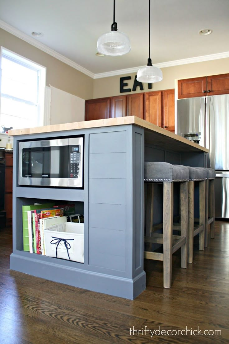 the kitchen island is built into the floor