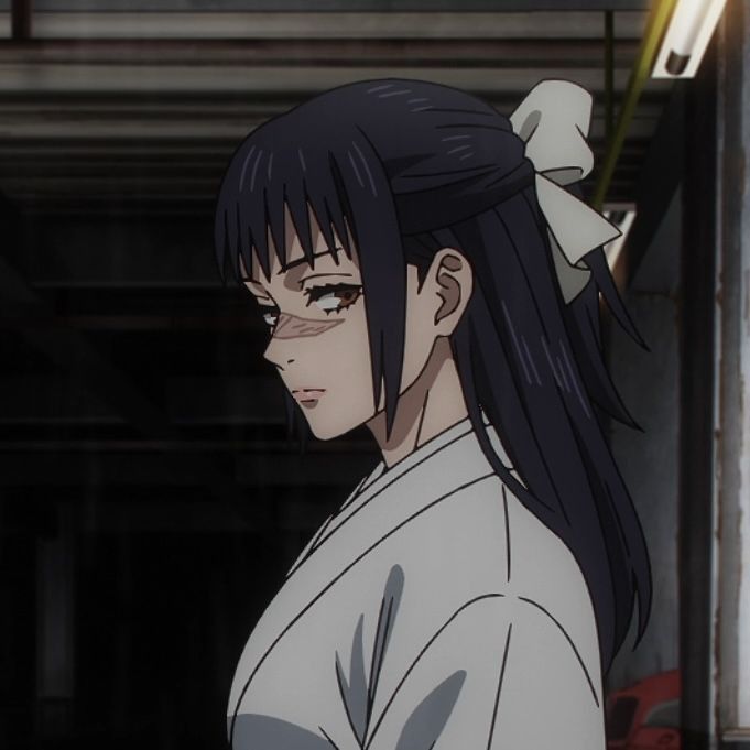 an anime character with long black hair wearing a white shirt