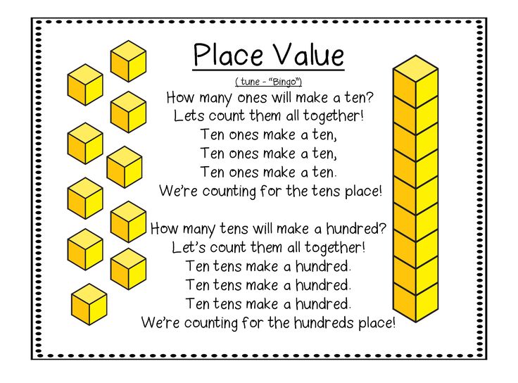 a piece of paper that says place value with blocks in the middle and numbers on it