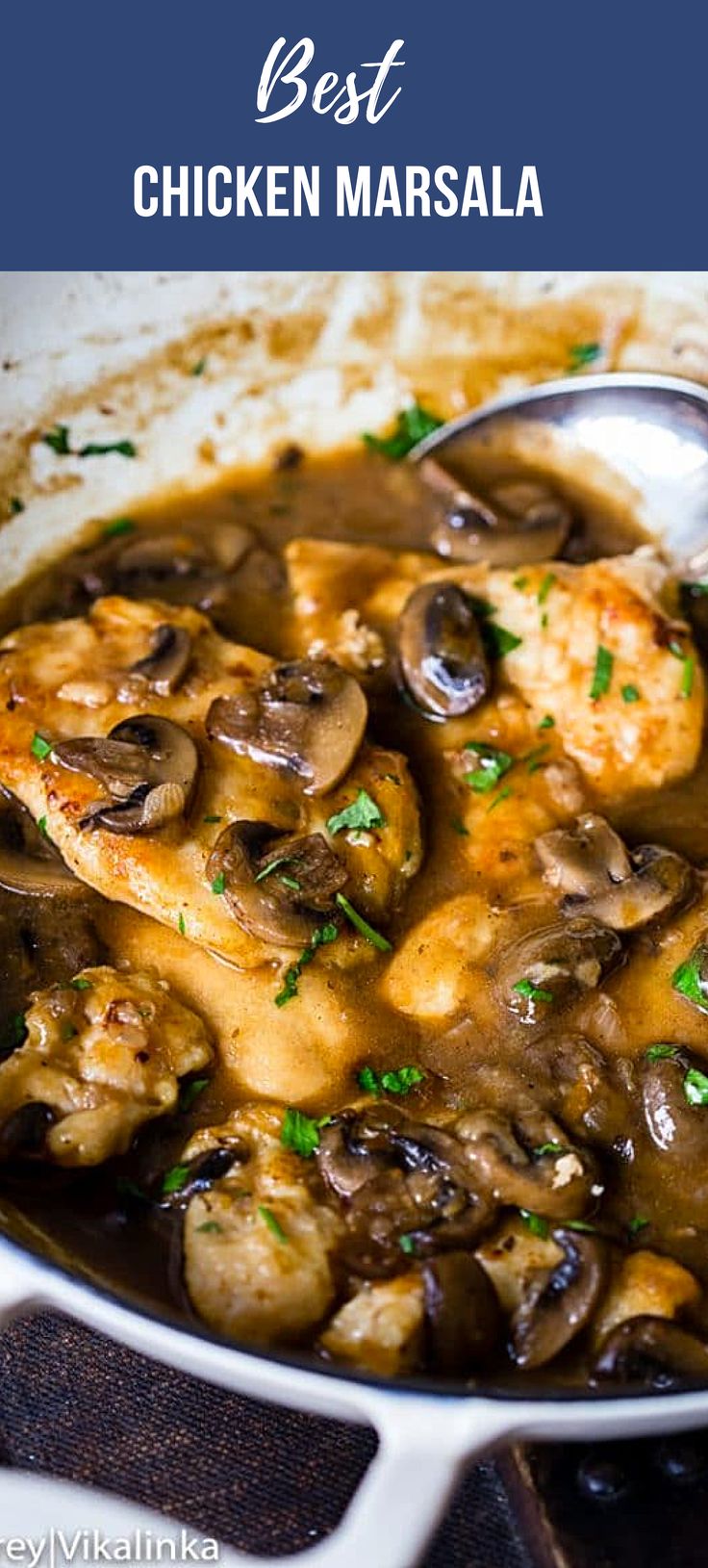 the best chicken marsala recipe with mushrooms and gravy in a skillet