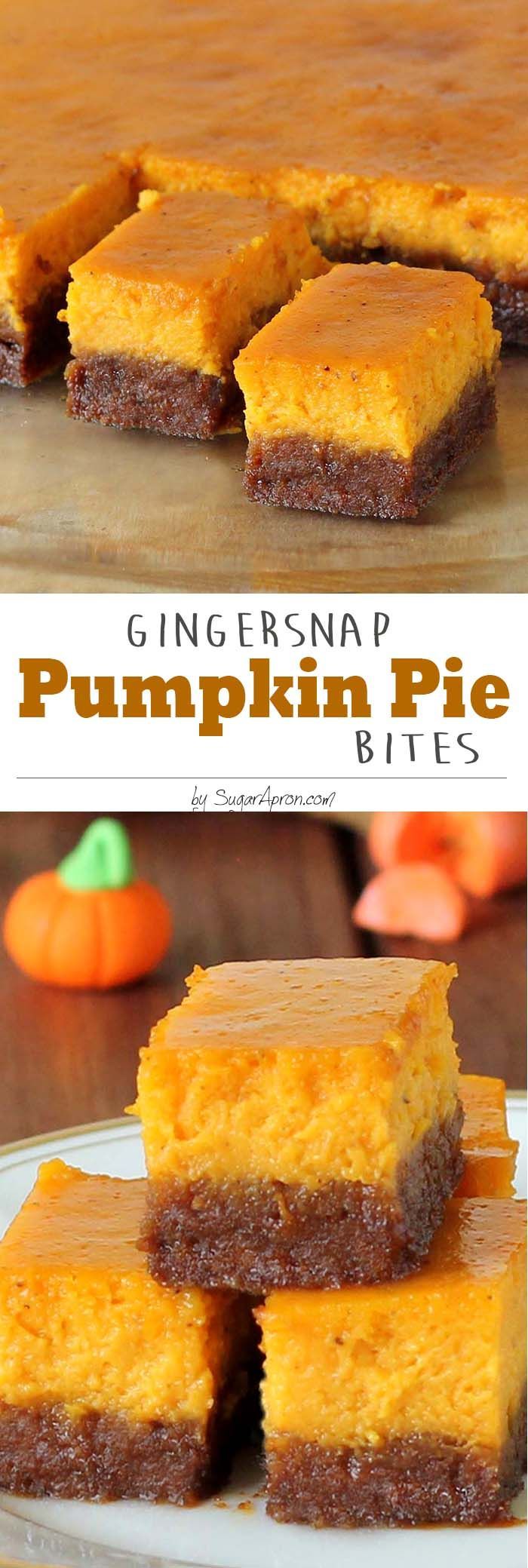 pumpkin pie bites are stacked on top of each other