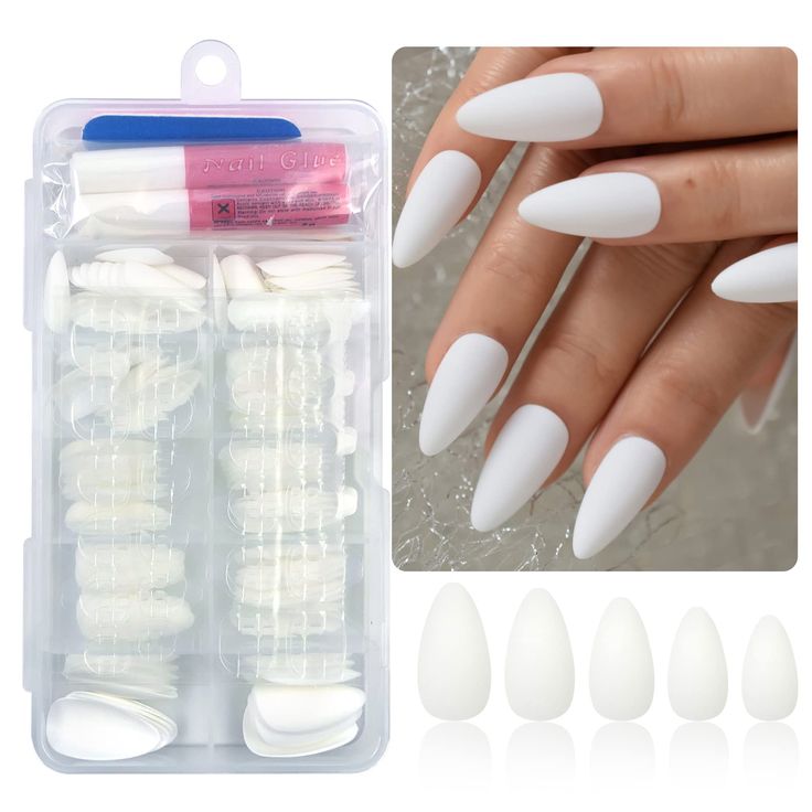 PRICES MAY VARY. Almond press on nails kit, come with 120pcs white fake nails, 2pcs nail glue, 2 sheets adhesive glue sticker, 1 wooden stick and 1 mini nail file. You don’t need to purchase anything else Durable and long lasting, AddFavor acrylic fake nails are made of high quality ABS material, those nails are thick, sturdy and strong, you don't have to worry about them bending, chipping and breaking easily Multiple sizes: 12 different sizes (0-11) for you choose, 10 tips per size, total 120pc Nails Medium Length Almond, Nails Medium Length, Acrylic Glue, Press On Nails Medium, Nails Set, Nails Medium, Almond Nail, Nail Plate, Dry Nails