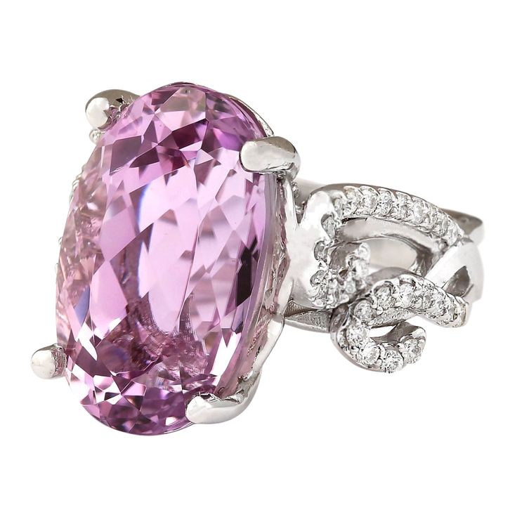 Stamped: 14K White Gold Total Ring Weight: 10.0 Grams Ring Length: N/ARing Width: N/A Gemstone Weight: Total Natural Kunzite Weight is 13.36 Carat (Measures: 17.65x10.90 mm) Color: Pink Diamond Weight: Total Natural Diamond Weight is 0.50 Carat Quantity: 54 Color: F-G, Clarity: VS2-SI1 Face Measures: 17.65x10.90 mm Sku: [703550W] Luxury White Gold Amethyst Ring With Diamond Accents, Exquisite Oval Gemstones For Formal Occasions, Exquisite Oval Gemstones For Formal Events, Luxury Diamond Ring With Gemstone Accents, Round Cut, Oval Gemstones With Diamond Accents Luxury Style, Luxury Diamond Ring With Gemstone Accents, Luxury Pink Amethyst Ring For Formal Occasions, Luxury White Gold Amethyst Ring With Gemstone Accents, Luxury Rings With Gemstone Accents For Gift