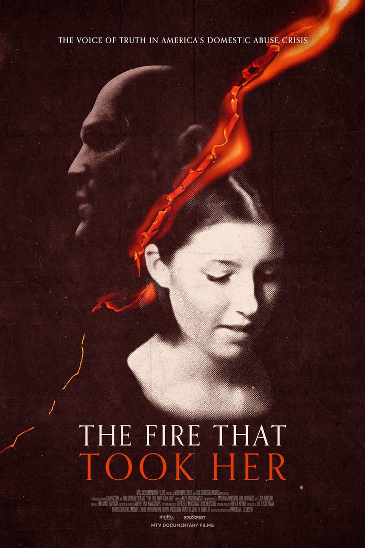 the movie poster for the fire that took her from hell to hell, with an image of a woman's head in flames