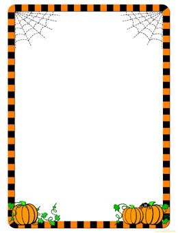 an orange and black striped frame with pumpkins