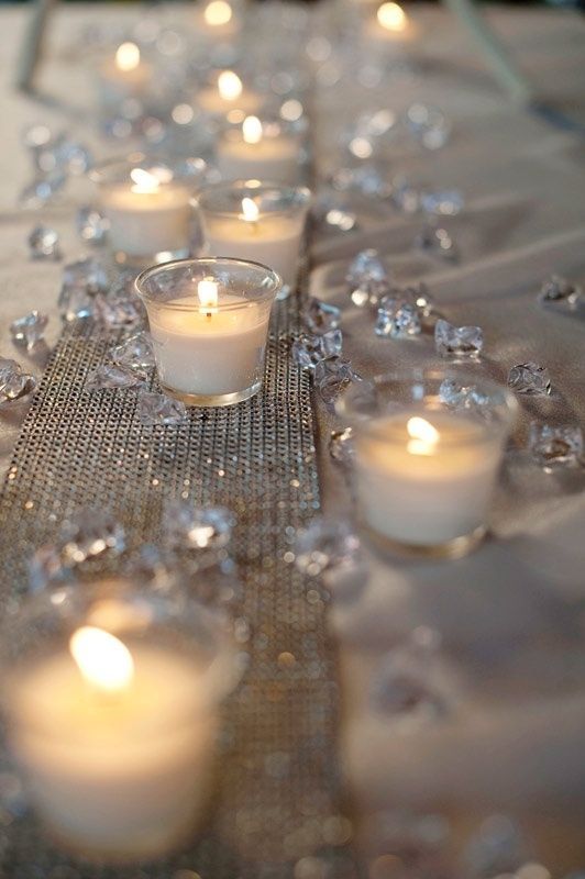 a collage of photos with candles, flowers and wedding decorations on it's table