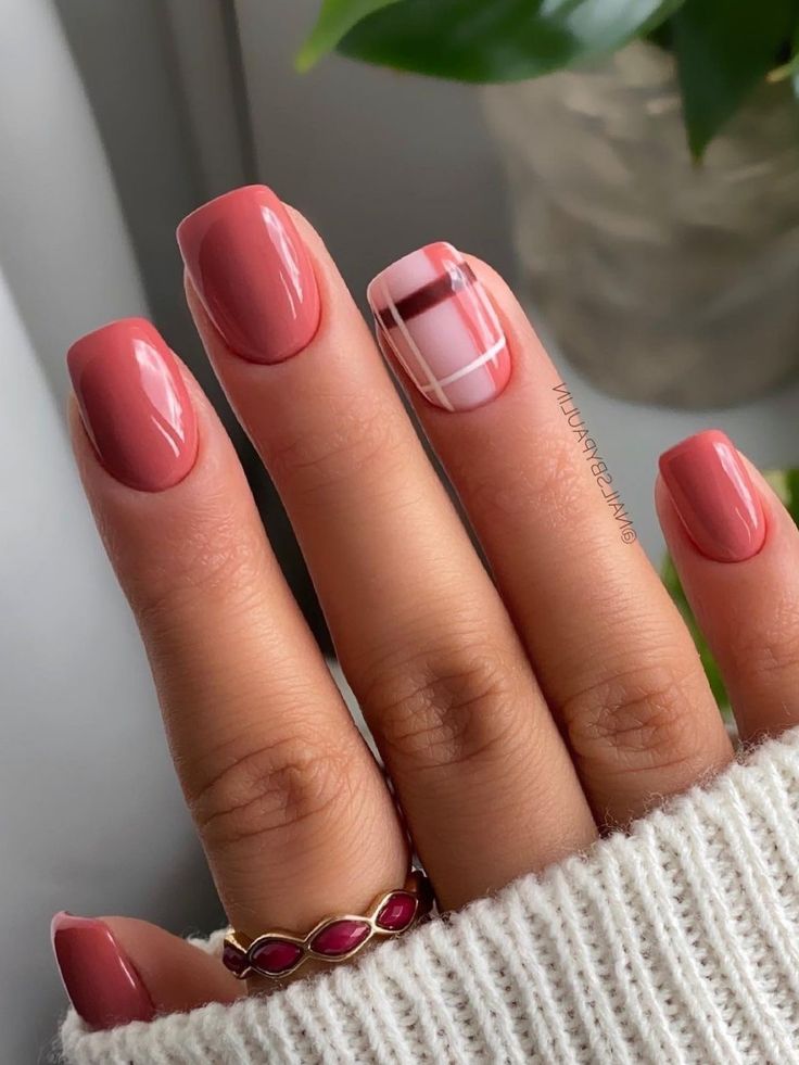 Fail Nails, Simple Fall Nails, September Nails, Fall Gel Nails, Fall Nail Art Designs, Square Nail Designs, Cute Nails For Fall, Plaid Nails, Nails 2022