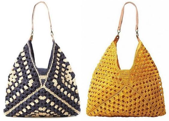 two purses one is yellow and the other is blue