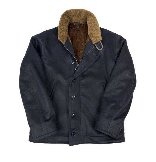 Gender: Male Wool Outerwear With Button Closure For Streetwear, Navy Padded Collar Outerwear For Fall, Navy Utility Jacket With Button Closure For Winter, Classic Blue Outerwear For Cold Weather, Classic Blue Outerwear For Winter, Classic Blue Winter Outerwear, Classic Blue Outerwear For Streetwear, Classic Blue Winter Utility Jacket, Navy Blue Deck