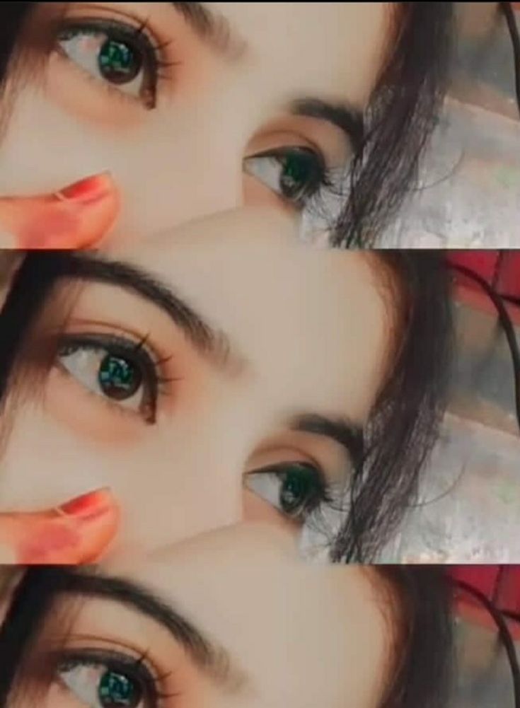 three pictures of the same woman's eyes