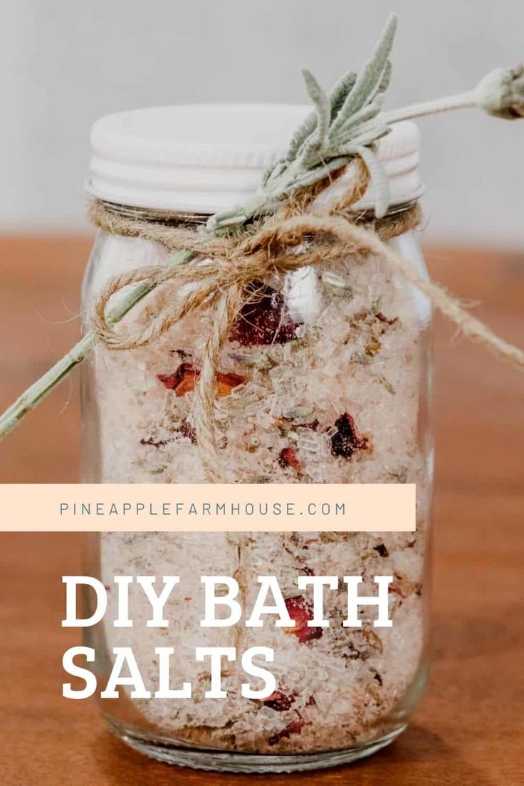 homemade diy bath salts in a mason jar