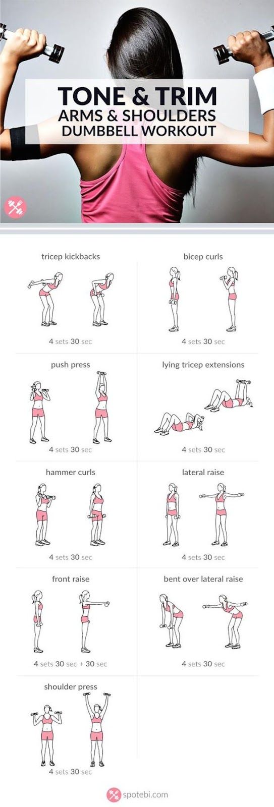 an exercise poster with instructions to tone and trim arms