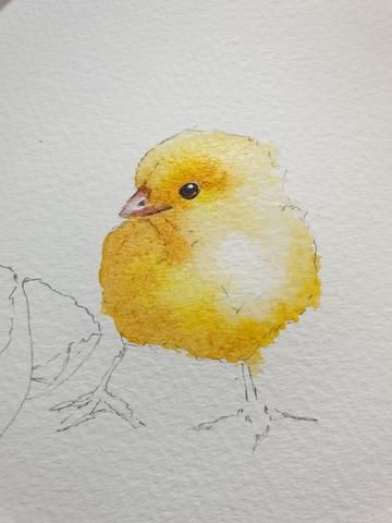 a watercolor painting of a yellow bird