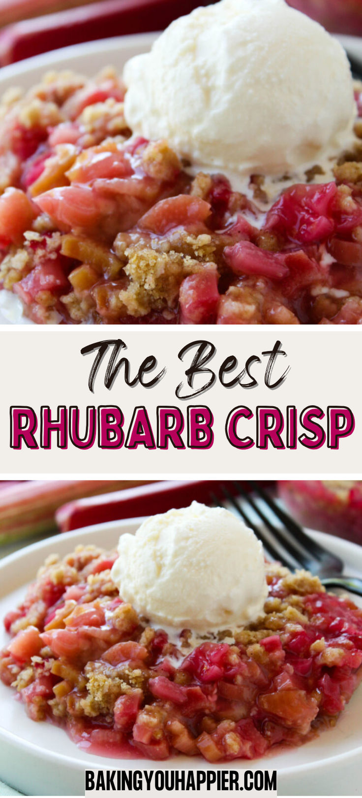 the best rhubarb crisp with ice cream on top