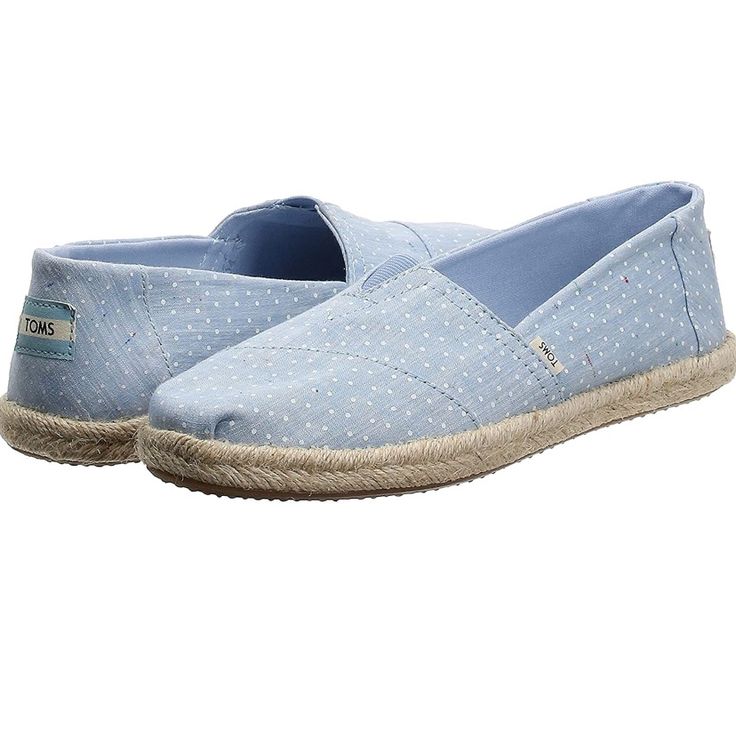 Brand New With Tag Toms Women Aplargate Denim Dot Light Blue Espadrilles Size: Us7.5 Details: Sole Material: Synthetic Outer Material: Synthetic Inner Material: Manmade Modern And Stylish Comfortable Upper Material Is Made From High Quality Chambray Outsole Material: Rubber With Every Pair Of Shoes You Purchase, Toms Will Give A New Pair Of Shoes To A Child In Need. One For One. The Toms Alpargata On Rope Slip-On Shoe Has A Sharp, Stylish Look That Is Ideal For Everyday Wear. Casual Spring Espadrilles With Cushioned Footbed, Comfortable Blue Espadrilles With Round Toe, Comfortable Blue Slip-on Espadrilles, Blue Slip-on Espadrilles With Textured Sole, Blue Textured Sole Slip-on Espadrilles, Blue Espadrilles With Rubber Sole For Spring, Blue Cushioned Slip-on Espadrilles, Comfortable Cotton Espadrilles With Round Toe, Comfortable Cotton Espadrilles With Rubber Sole