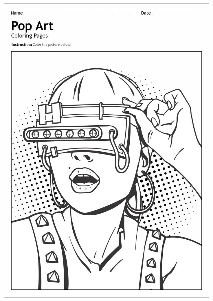 a coloring page with an image of a woman wearing a helmet and holding her hand up to