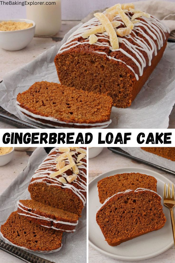 this gingerbread loaf cake has been sliced and is ready to be eaten