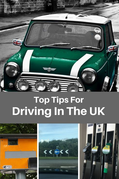 the top tips for driving in the uk with pictures of old cars and gas pumps