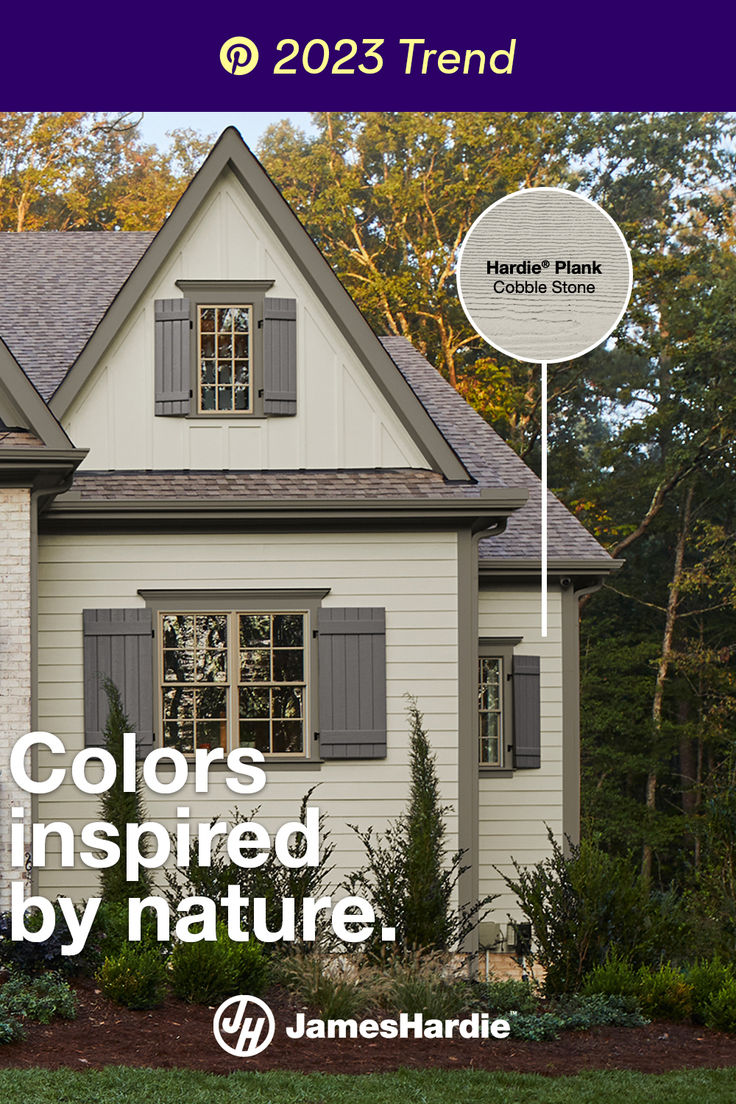 a house with the words colors inspired by nature explore our earth tones on it's side