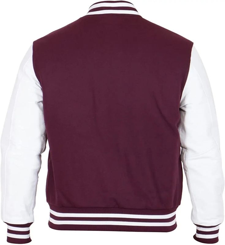 [additional] Get Maroon And White Varsity Letterman Jacket For Men 100% Real Leather, Premium Stitching Throughout, Classic Style, High-Quality Zipper, Free Shipping. Our jacket is made with the best products available that tend to enhance its beauty.QUALITY: The leather jacket is made with the best quality leather which is not only durable but also resistant to tear. It can also endure harsh environmental conditions and would look exactly the same for years and years.100% SCREEN ACCURATE STYLE: Fall Sports Cotton Outerwear, Collegiate Outerwear With Pockets For Fall, Classic Cotton Outerwear For College, Collegiate Cotton Track Jacket For Fall, Collegiate Long Sleeve Cotton Outerwear, Collegiate Long Sleeve Track Jacket For Fall, Collegiate Style Outerwear With Pockets, Fitted Cotton Varsity Outerwear, Fitted Cotton Varsity Jacket For Fall