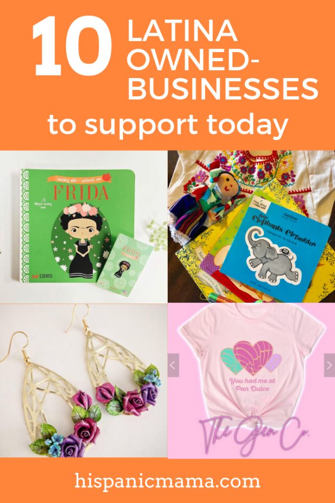 the words latina owned businesses to support today on top of pictures of various items