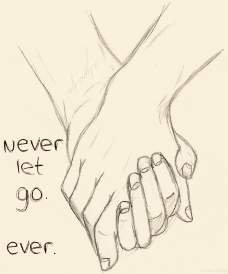 two hands holding each other with the words never let go ever